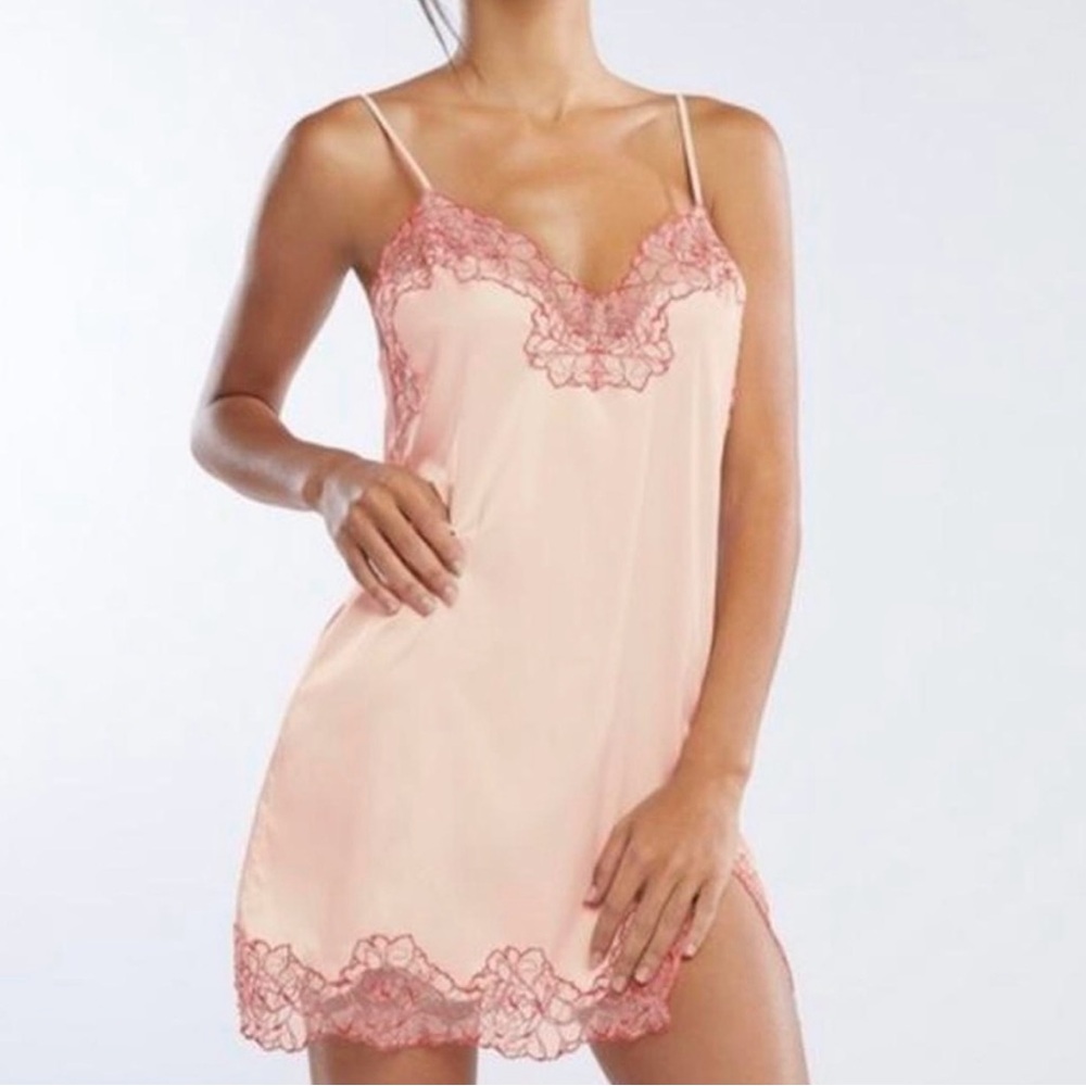 NWT: Savage x Fenty - Satin Floral Lace Trim Slip Dress - Pink - Size: L